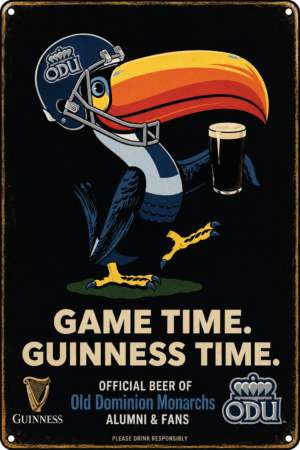 ODU Game Time Guinness Football Metal-Style Sign