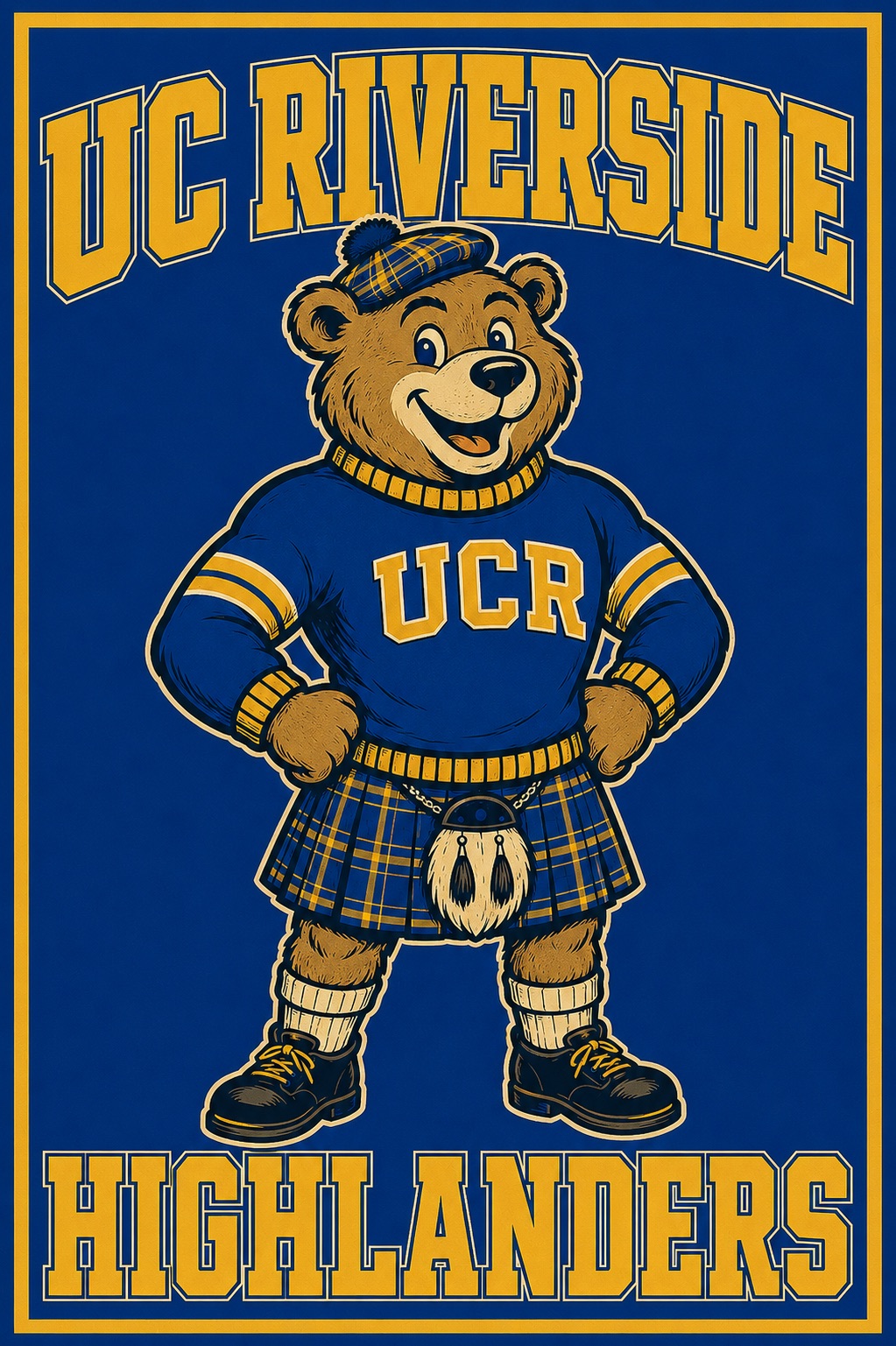 UCR Highlanders Bear Mascot Blue and Gold Wall Art