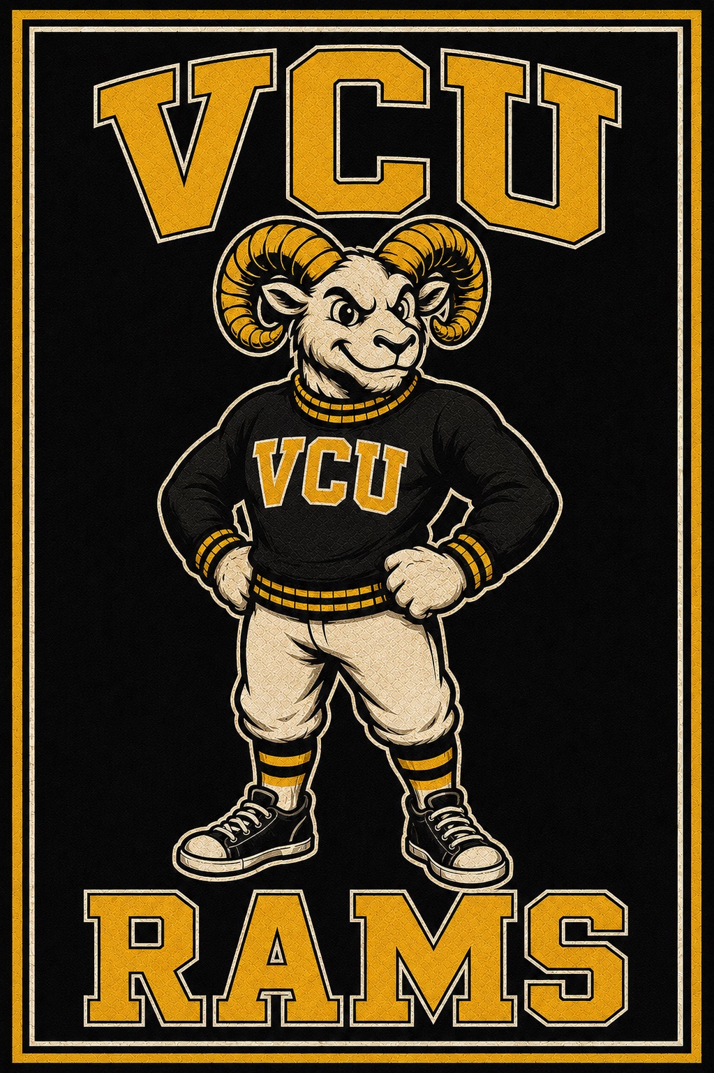 VCU Rams Ram Mascot Black and Gold Wall Art