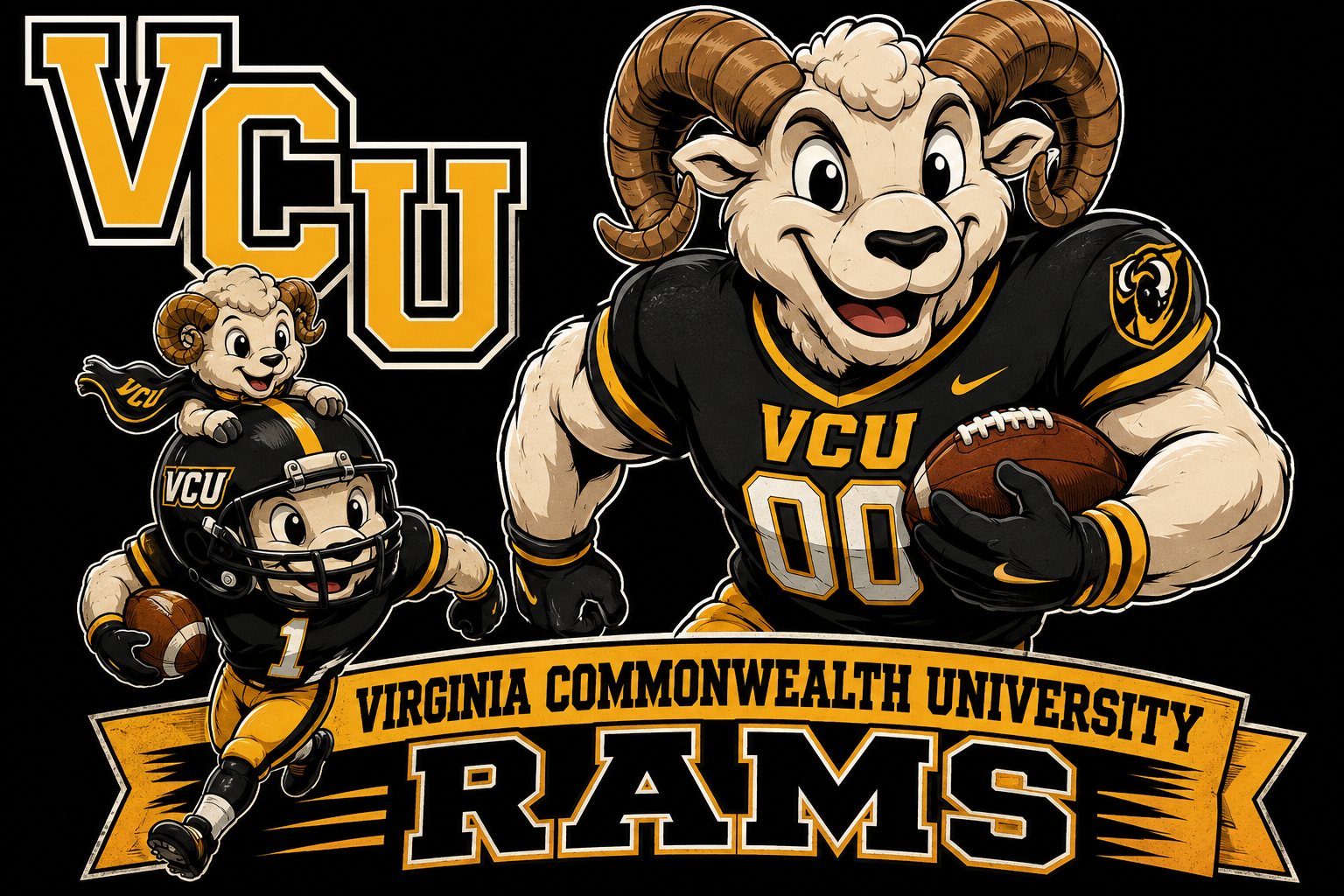 VCU Rams Football Ram Mascot Wall Art