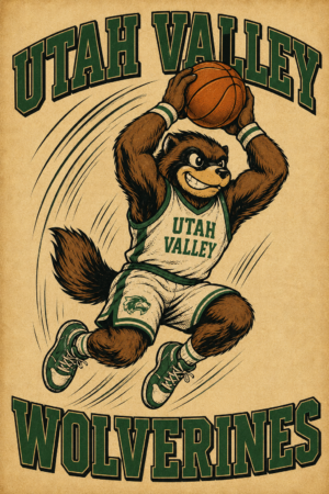 Utah Valley Wolverines Basketball Mascot Wall Art