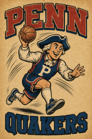 PENN Quakers Basketball Player Retro Wall Art