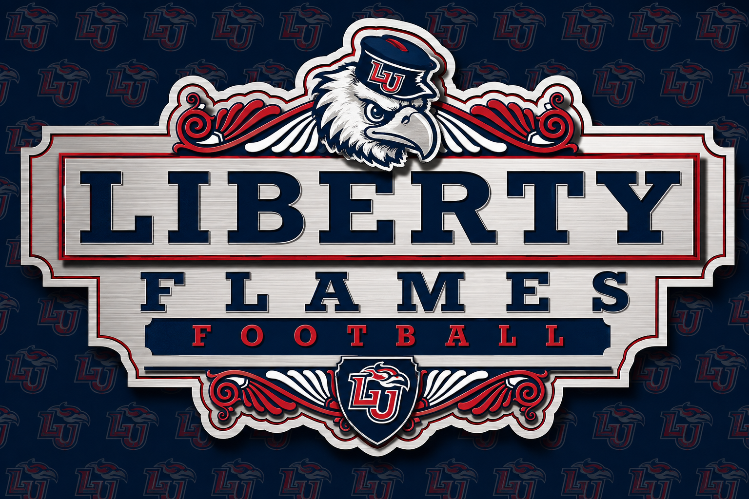 Liberty Flames Football Eagle Decorative Wall Sign