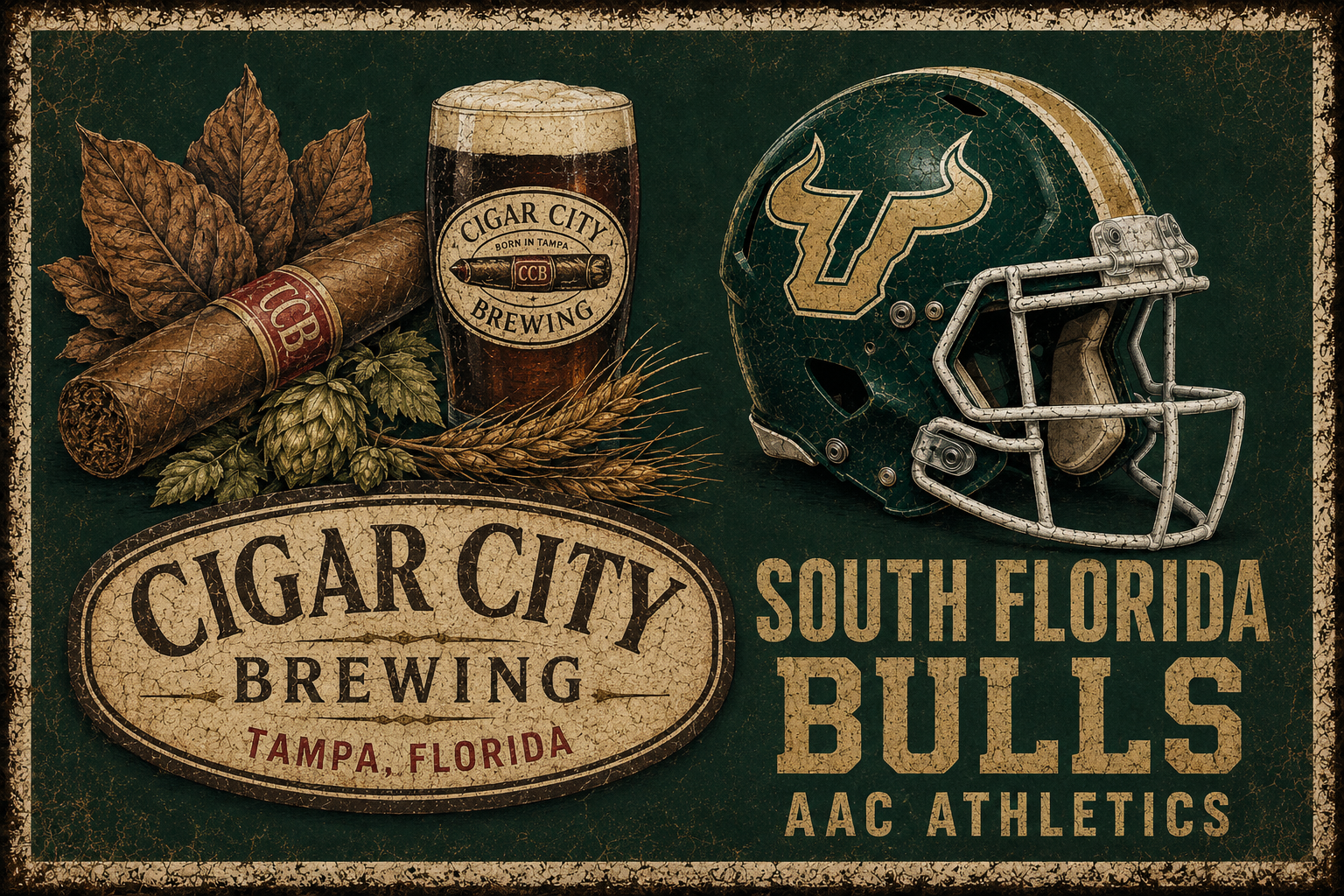 Cigar City Brewing & South Florida Bulls Vintage-Style Wall Art