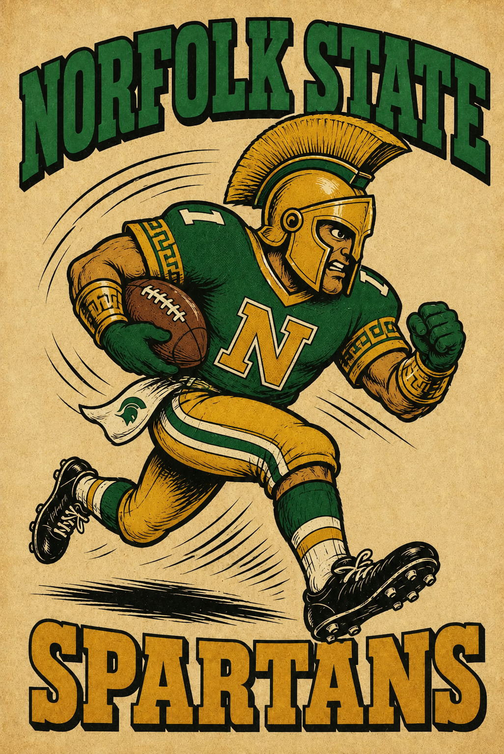 Norseok State Spartans Vintage-Style Football Wall Art