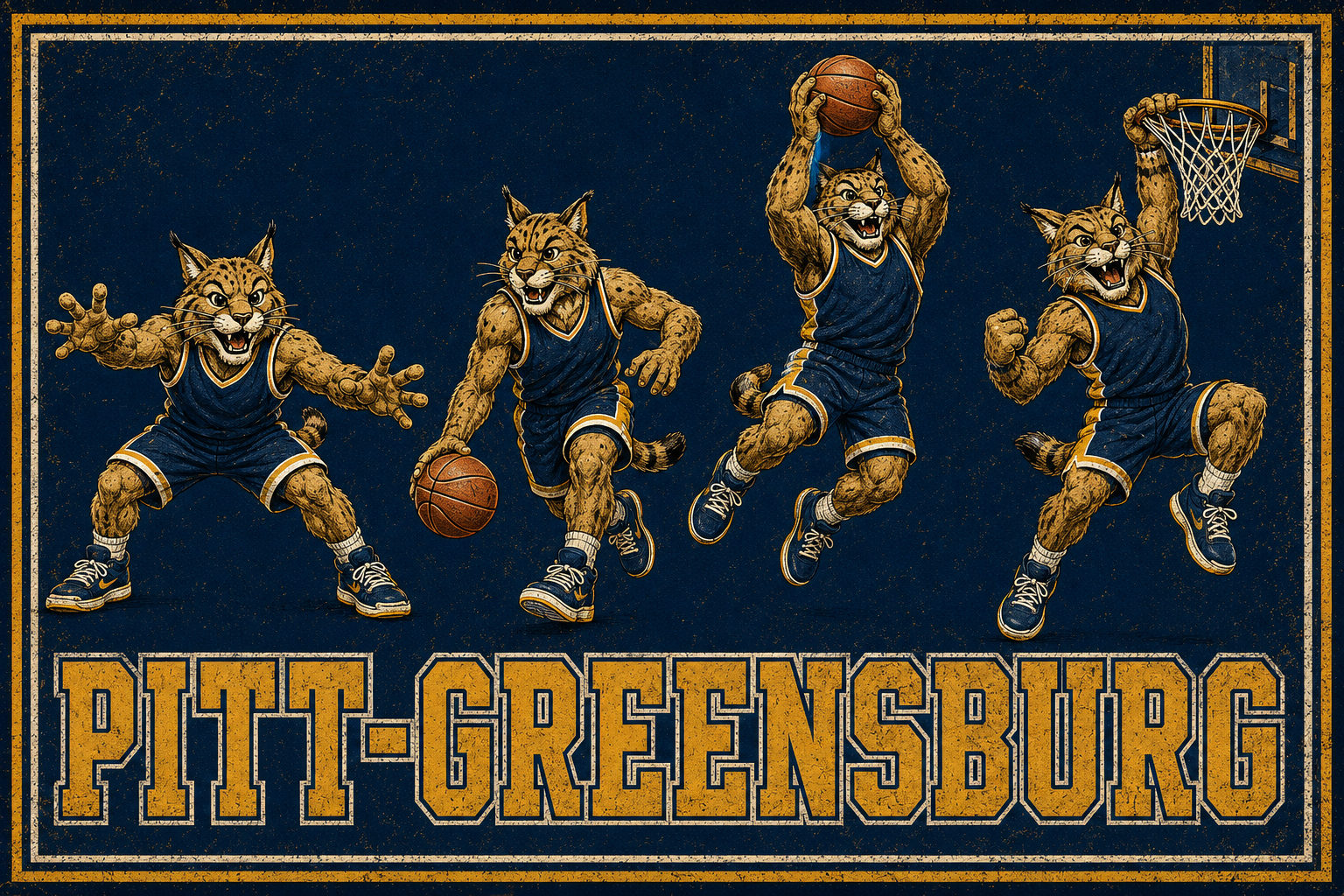 Pitt-Greensburg Wildcats Basketball Graphic Wall Art