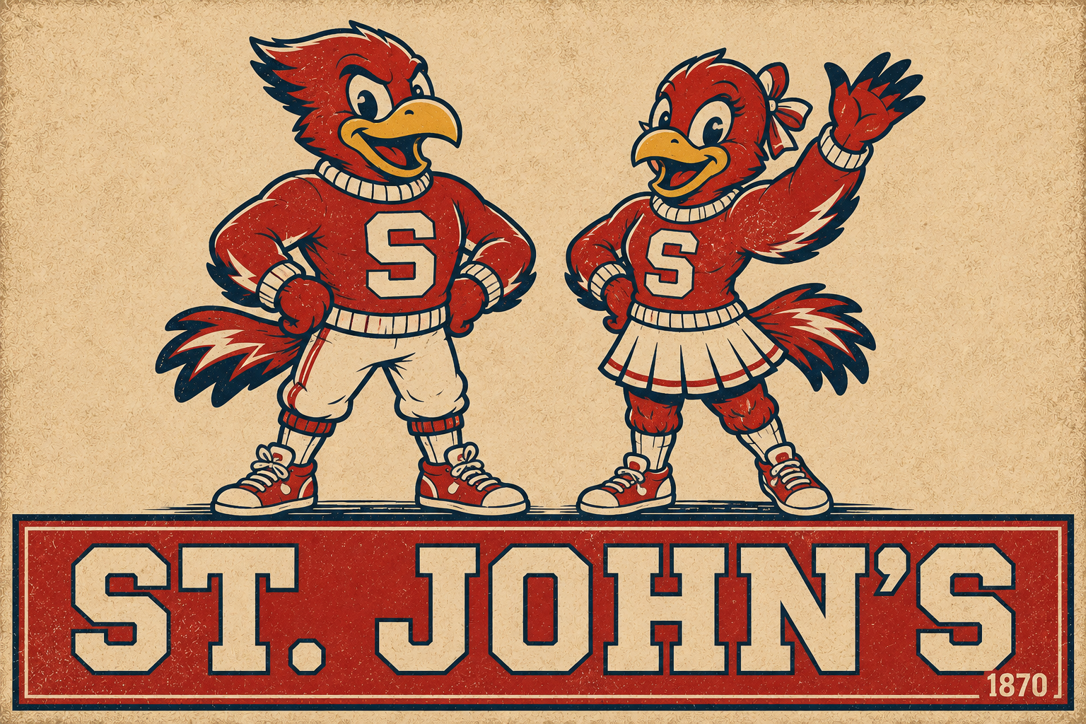 St. John’s Red Bird Mascots Vintage-Style Wall Art