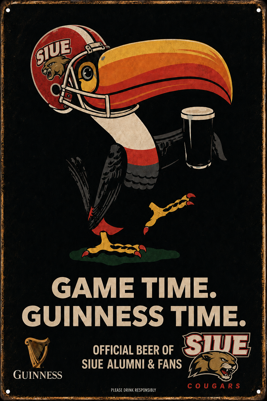 SIUE Cougars Game Time Guinness Metal Wall Sign
