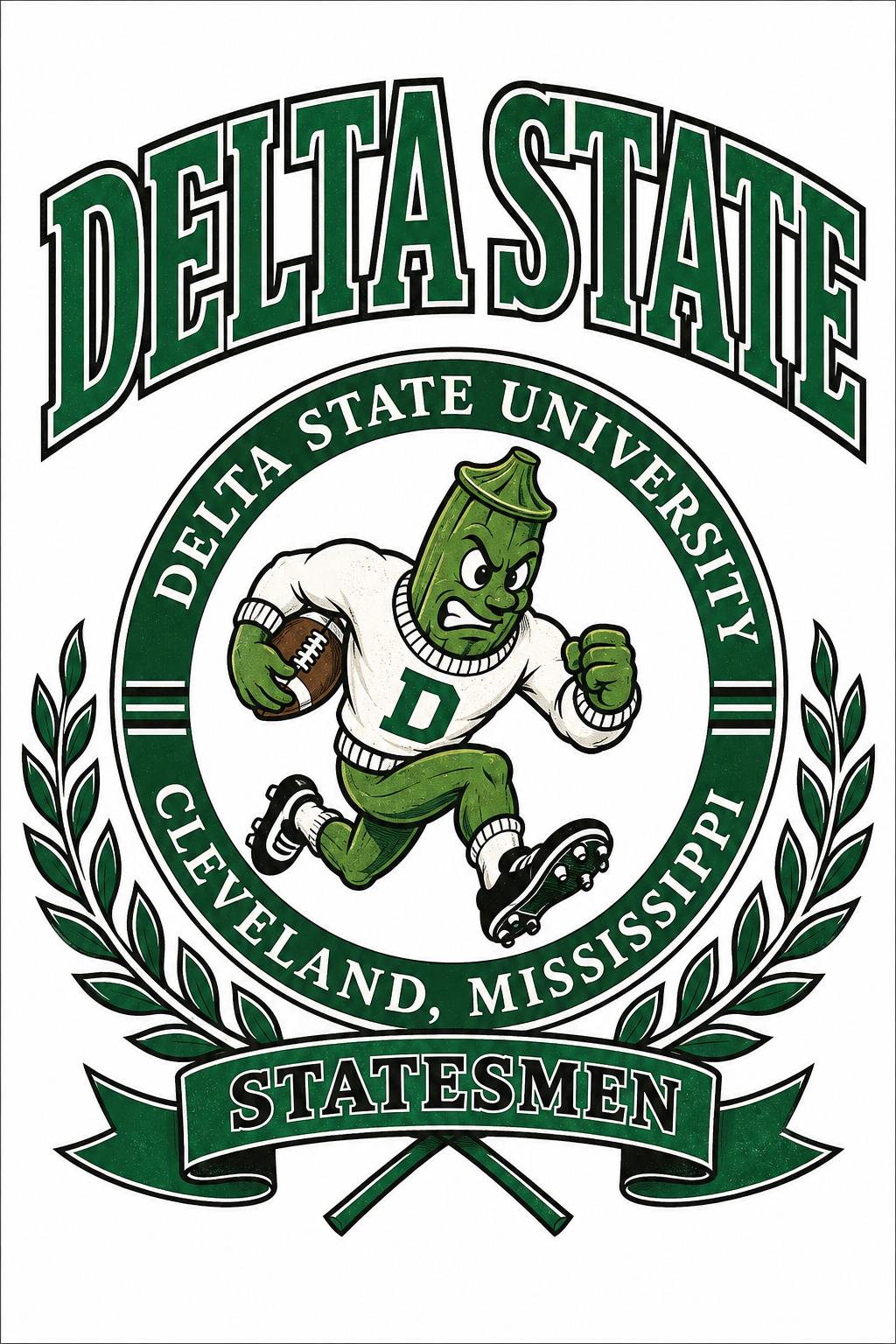 Delta State Statesmen Green Mascot Wall Art Design