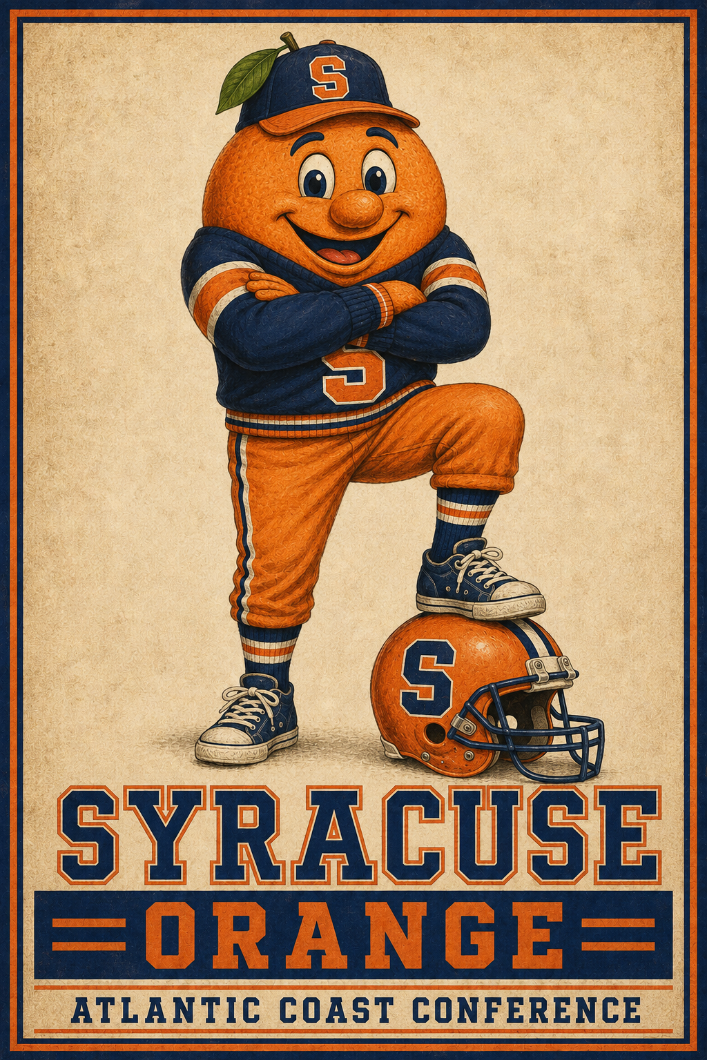 Syracuse Orange Football Mascot Vintage-Style Wall Art