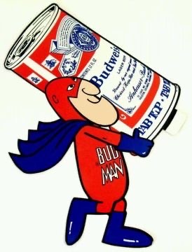 Vintage-Style Budweiser Can Cartoon Graphic