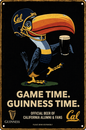 Cal Game Time Guinness Time Distressed Metal-Style Sign