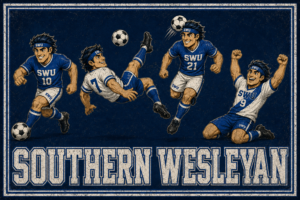 Southern Wesleyan Soccer Players Vintage-Style Wall Art