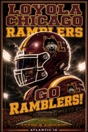 Loyola Chicago Ramblers Football Poster-Style Wall Art