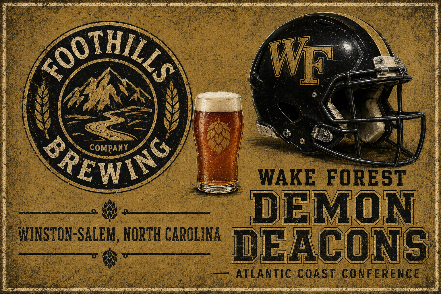 Vintage-Style Wake Forest Football and Brewing Wall Art