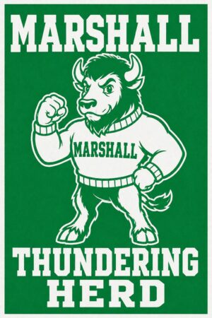 Marshall Thundering Herd Green and White Mascot Wall Art