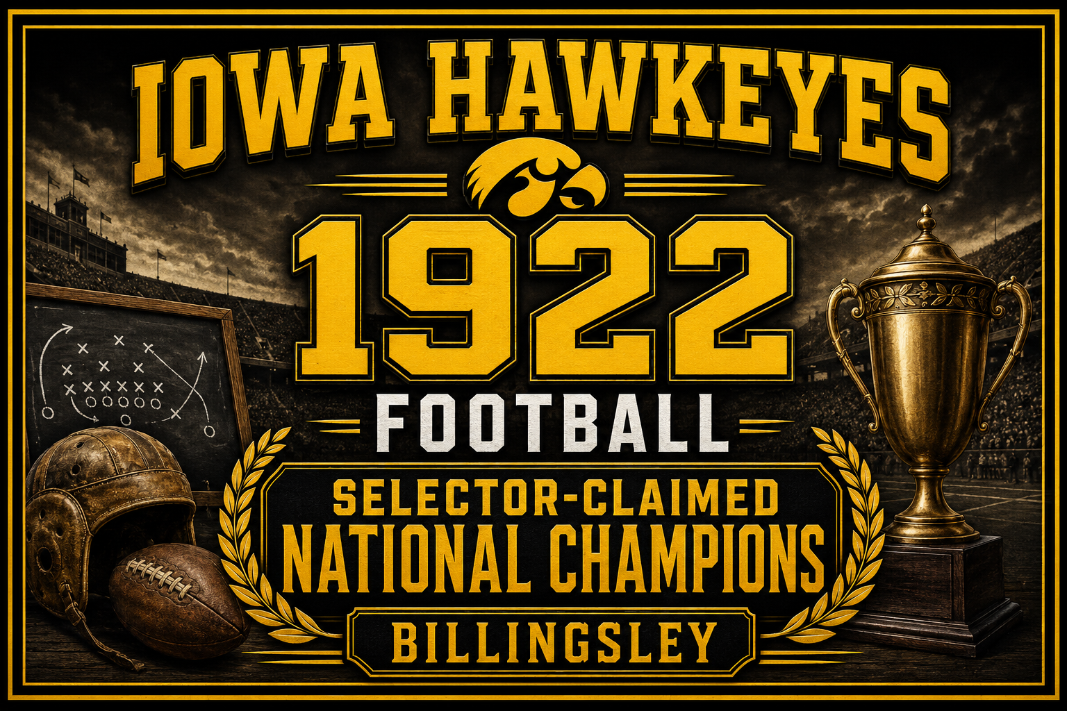 Iowa Hawkeyes 1922 Football Billingsley Champions Wall Art