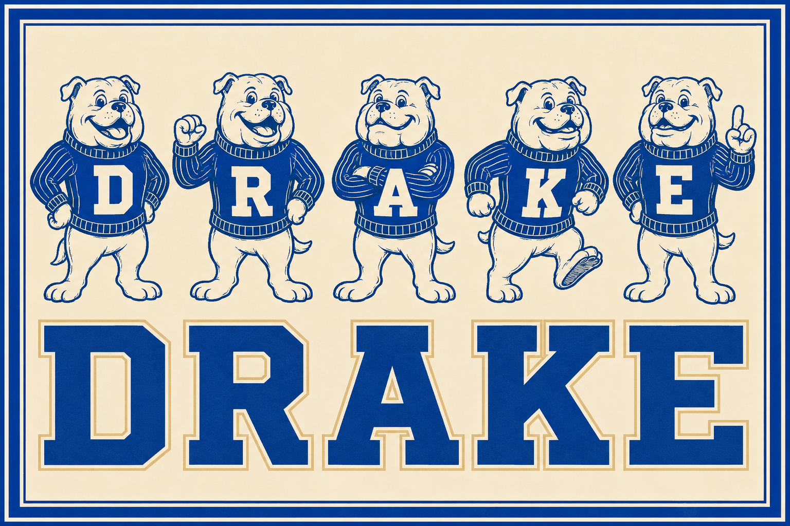 Drake Bulldog Typography Printed Wall Art