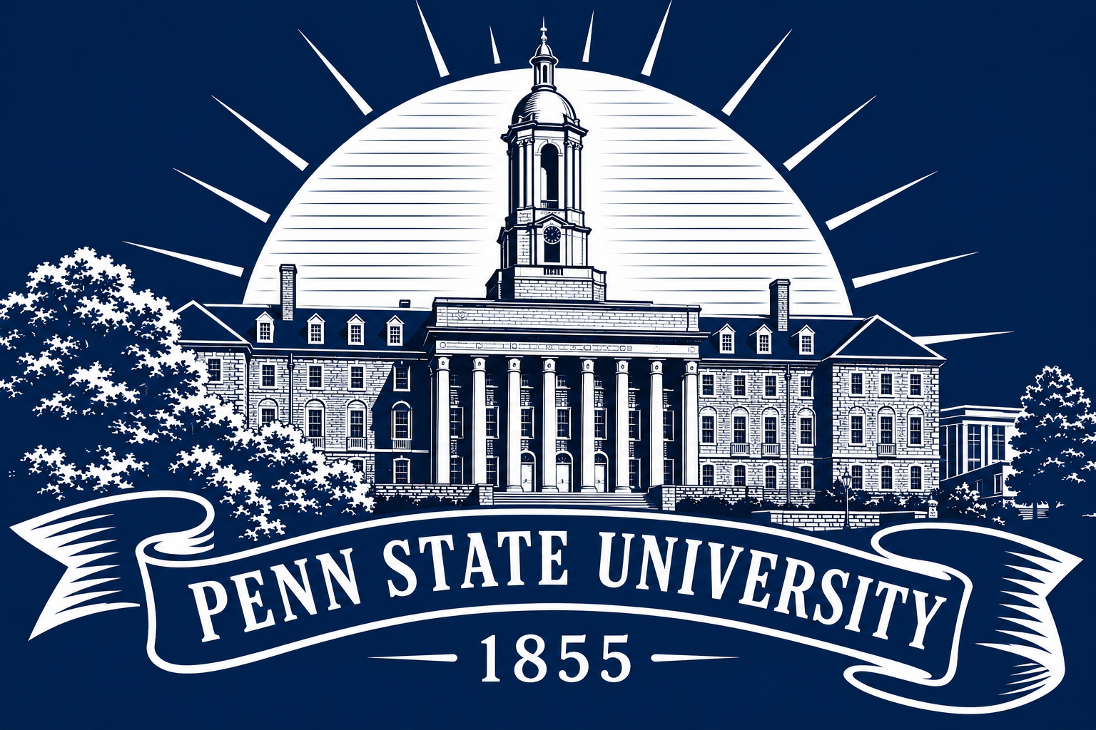 Penn State University Building Illustration Wall Art, 1855