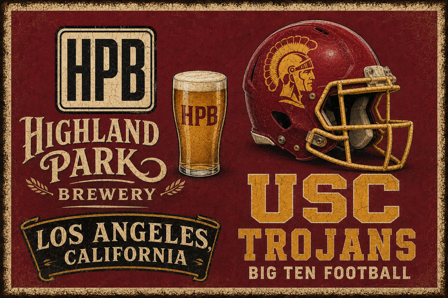 Highland Park Brewery USC Trojans Vintage-Style Wall Art