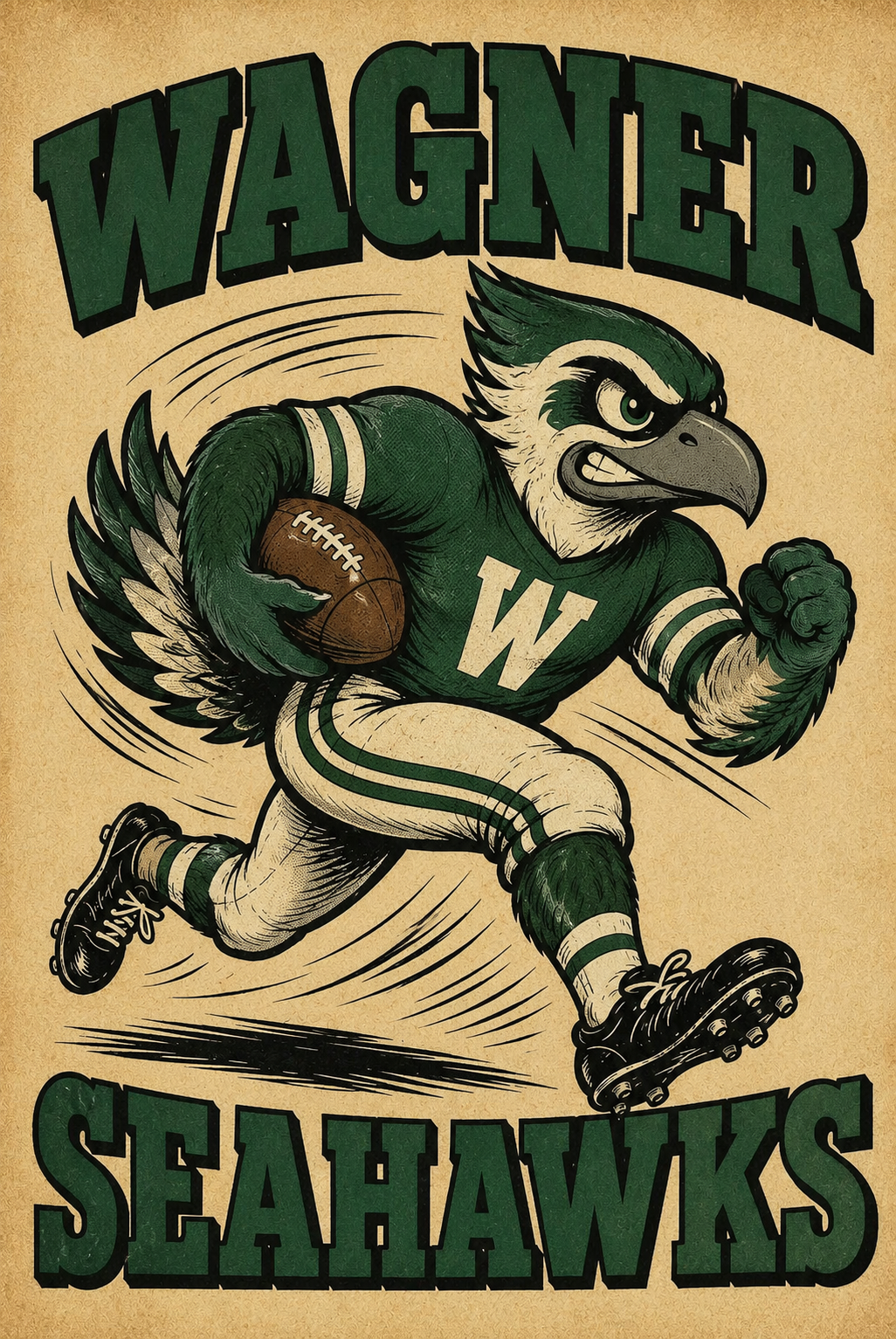 Vintage-Style Wagner Seahawks Football Bird Wall Art