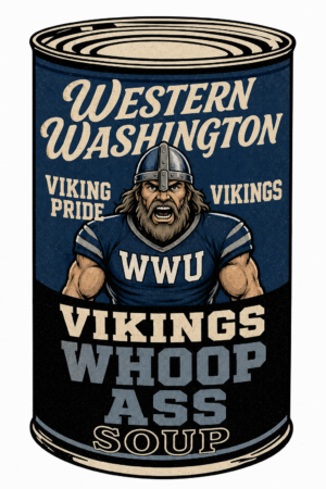 Vintage-Style Western Washington Vikings Soup Can Graphic