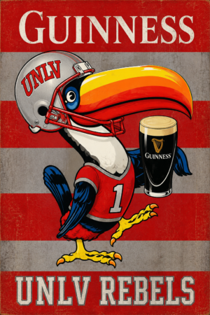 Guinness UNLV Rebels Football Bird Vintage-Style Wall Art