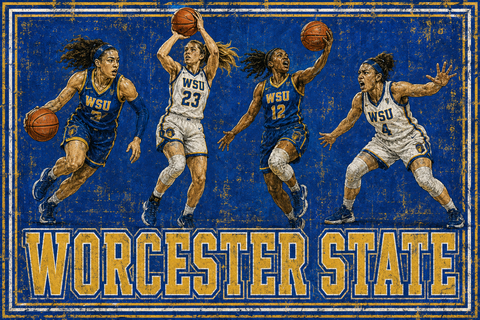 Worcester State Women’s Basketball Vintage-Style Wall Art