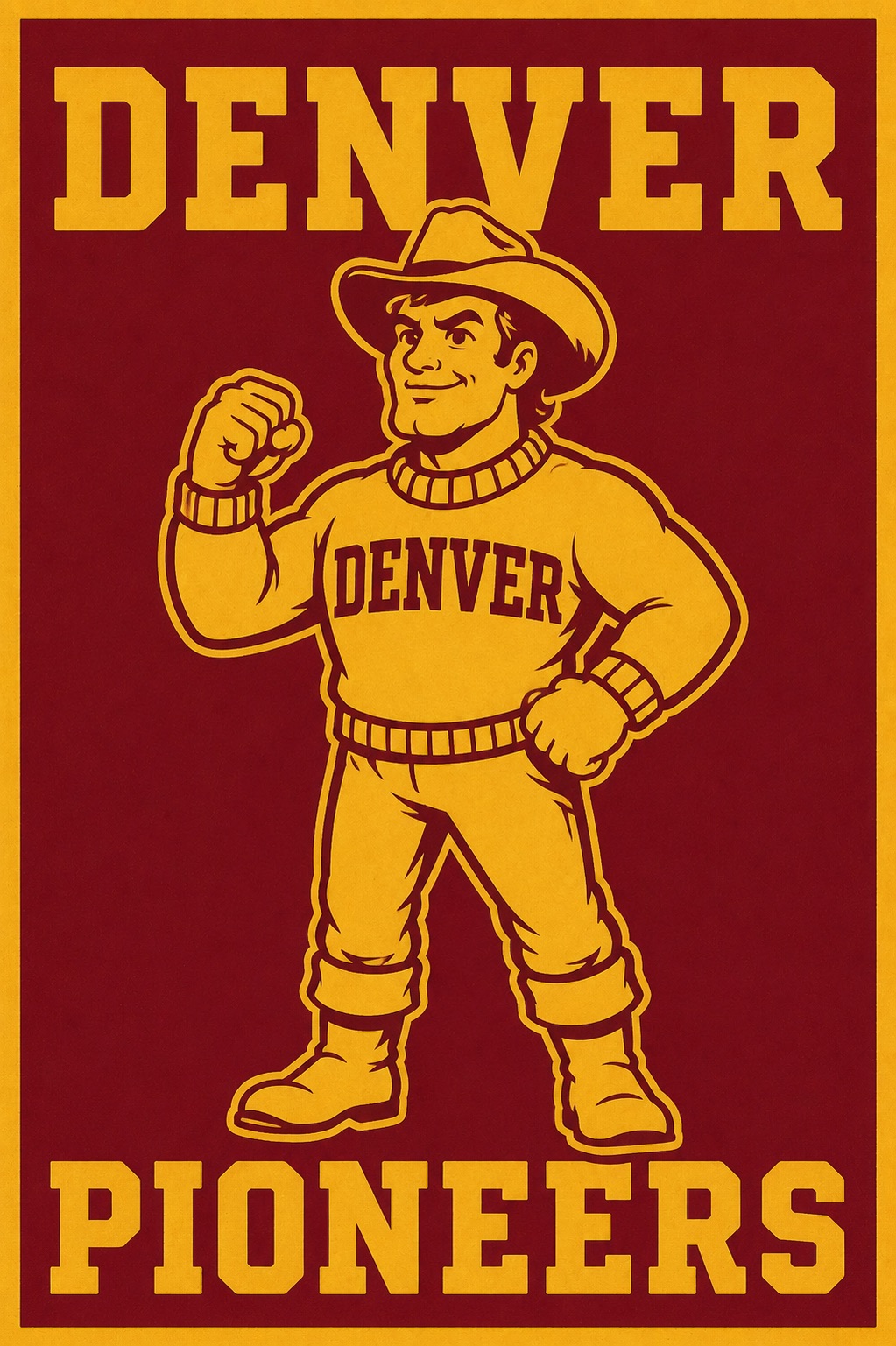 Denver Pioneers Vintage-Style Mascot Wall Art
