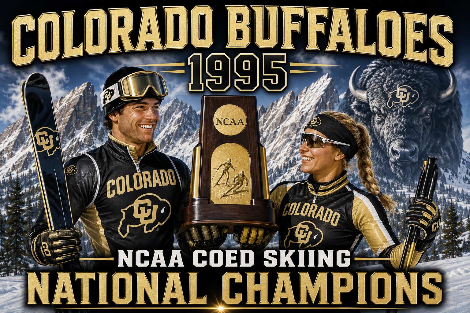 Colorado Buffaloes 1995 Skiing National Champions Poster