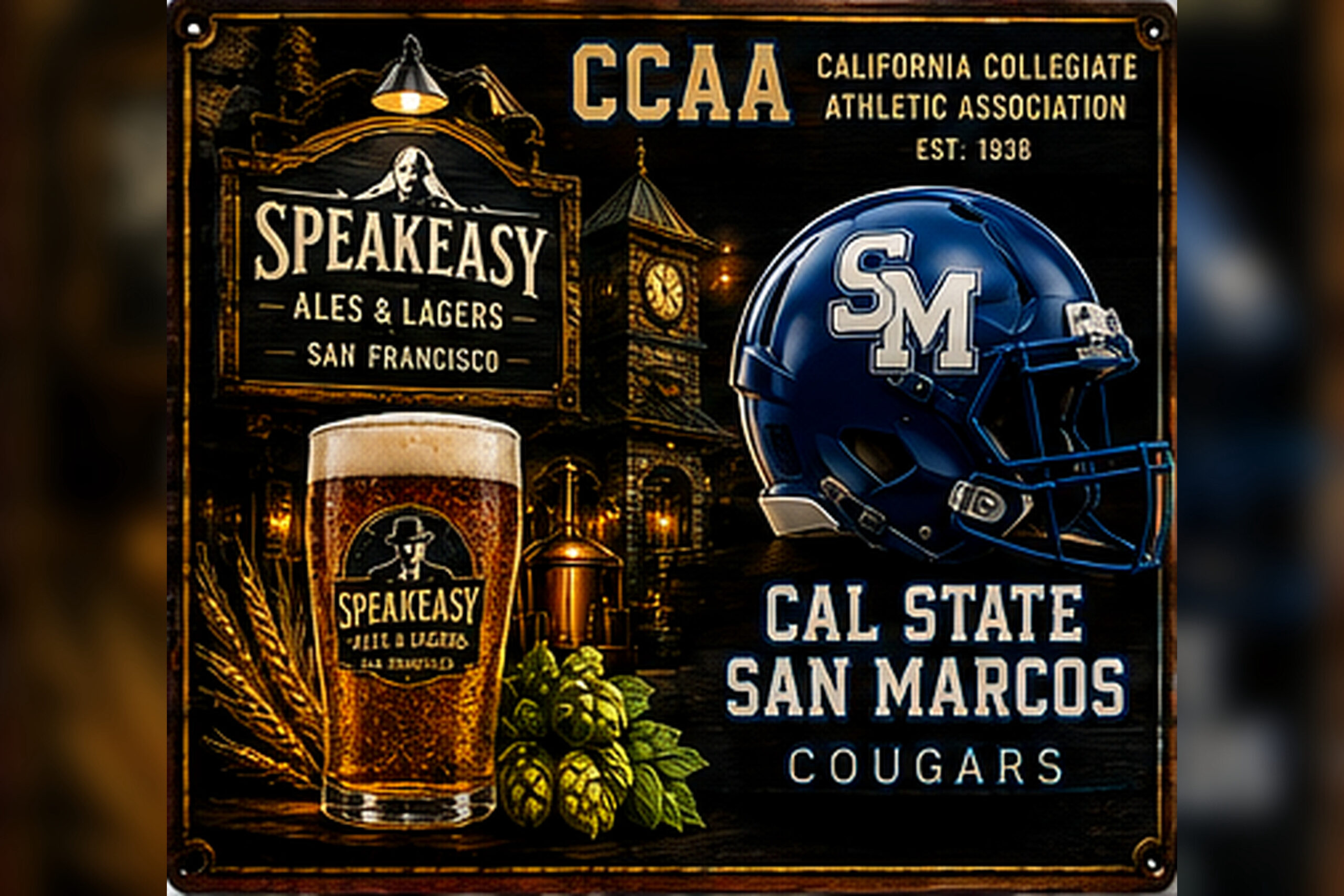 Cal State San Marcos Cougars Speakeasy Athletic Wall Sign