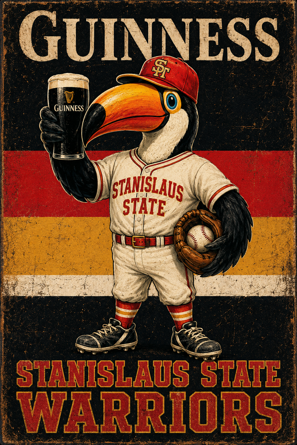 Stanislaus State Warriors Toucan Baseball Guinness Wall Art