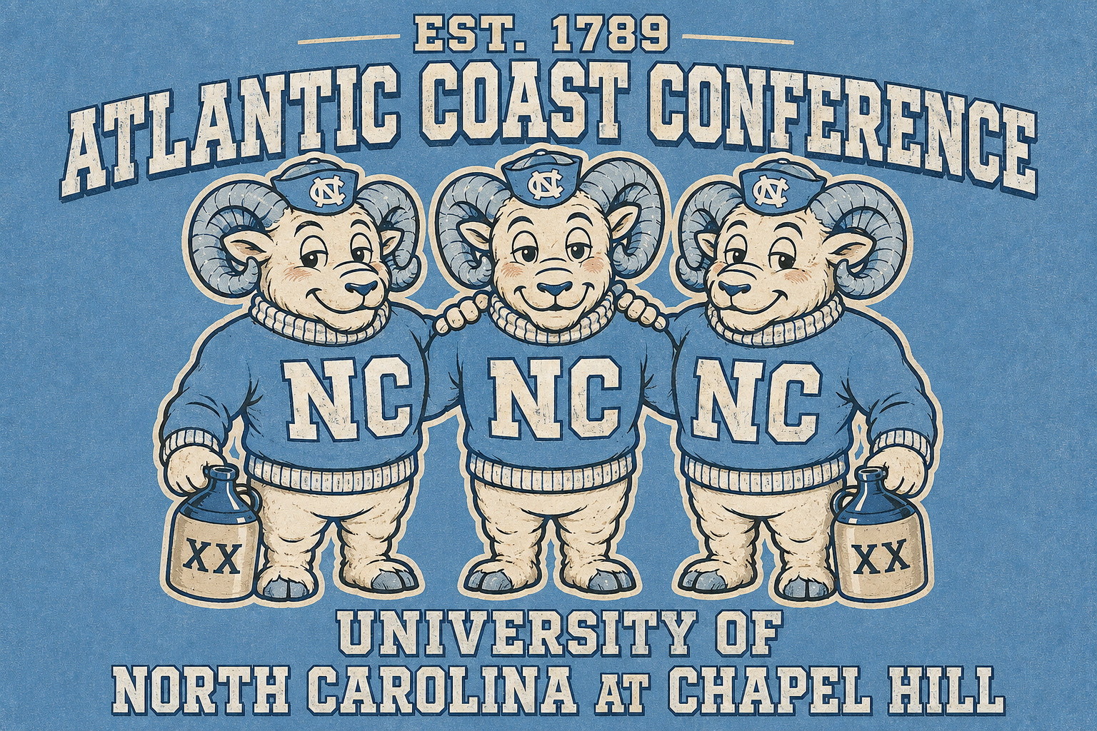 Atlantic Coast Conference Three Ram Mascot Graphic