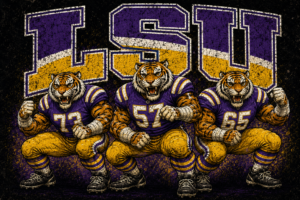 Purple and Gold Tiger Football Trio Print