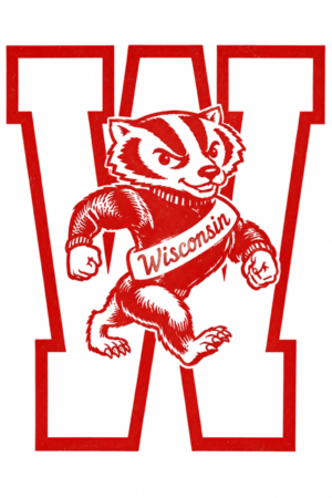Red and White Wisconsin Badger W Wall Art Design