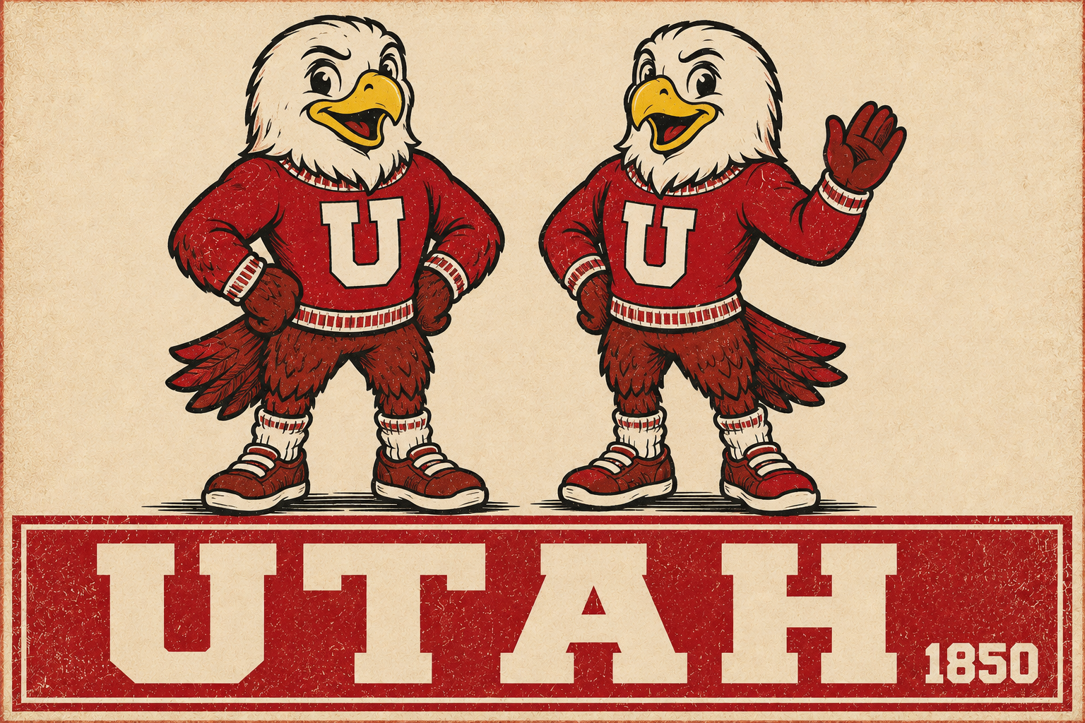 Utah 1850 Eagle Mascots Vintage-Style Wall Art