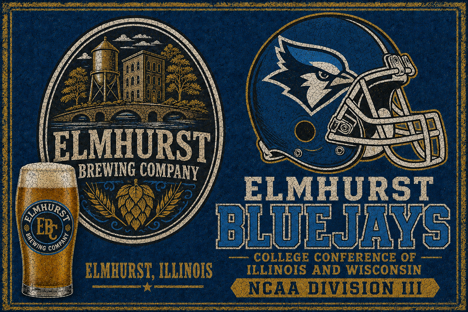 Elmhurs​t Bluejays Vintage-Style Brewing Poster