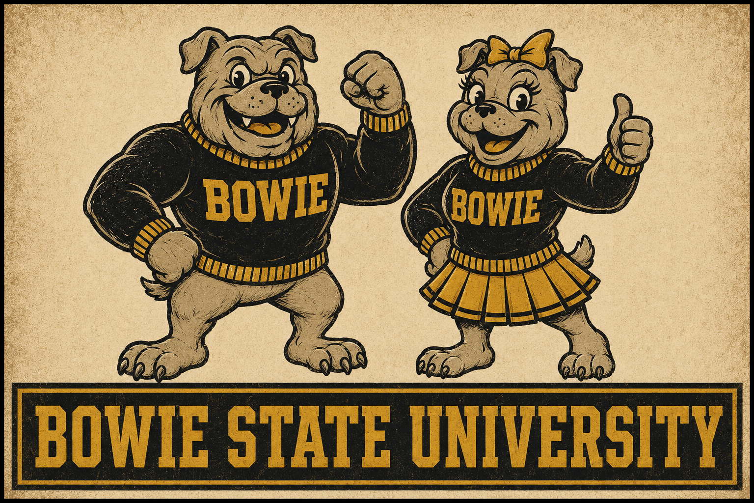 Bowie State University Bulldog Vintage-Style Wall Art