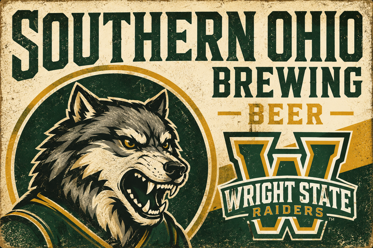 Southern Ohio Brewing Wolf and Raiders Vintage-Style Wall Art