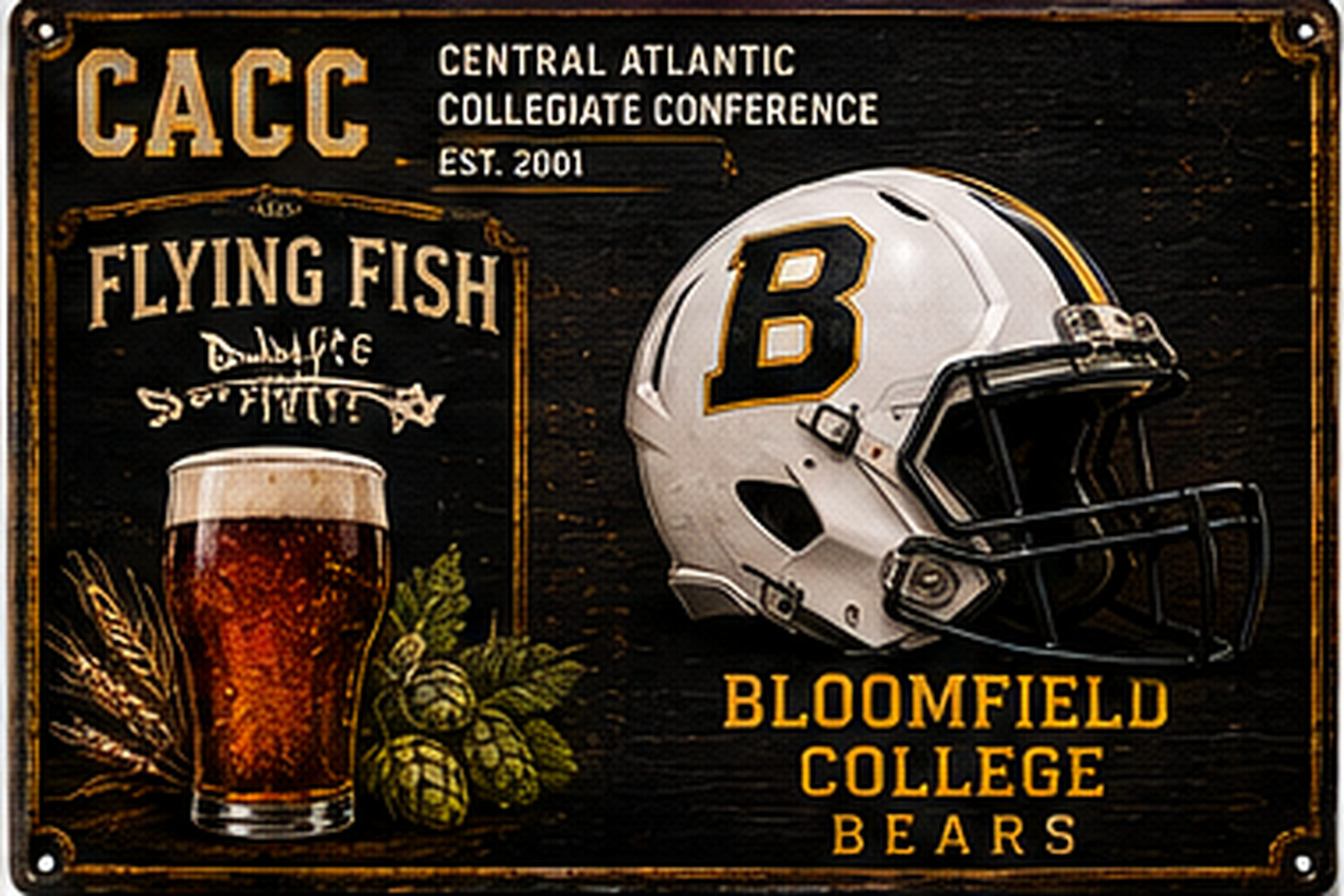 CACC Bloomfield College Bears Football Vintage-Style Metal Sign