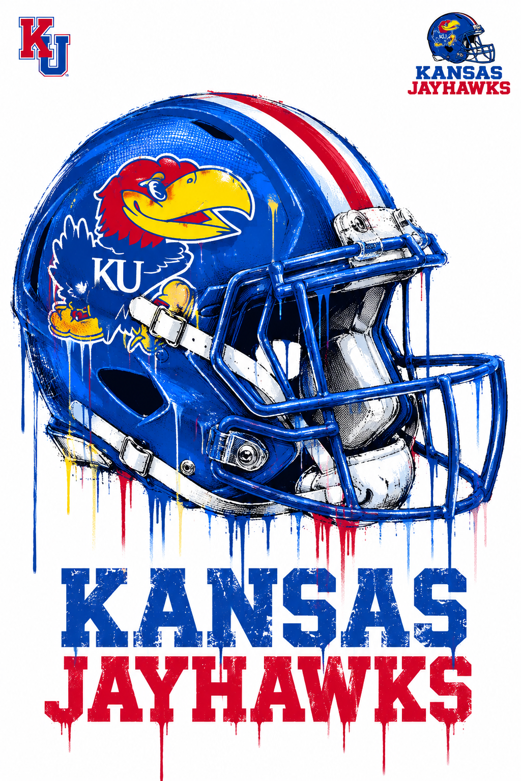 Kansas Jayhawks Football Helmet Graphic Wall Art