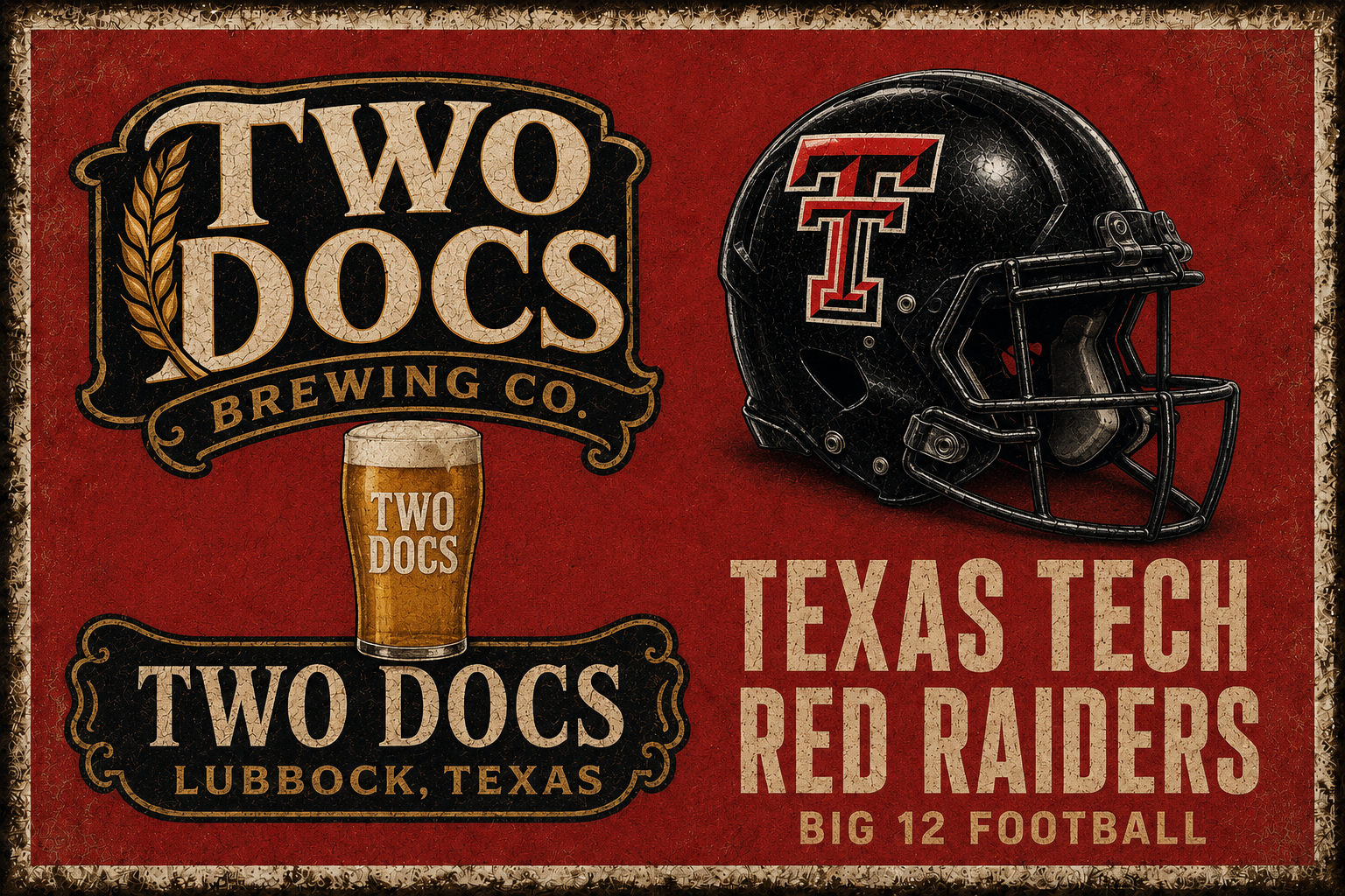 Two Docs Brewing Co. Texas Tech Red Raiders Style Wall Art