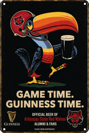 Game Time Guinness Arkansas State Red Wolves Metal Sign