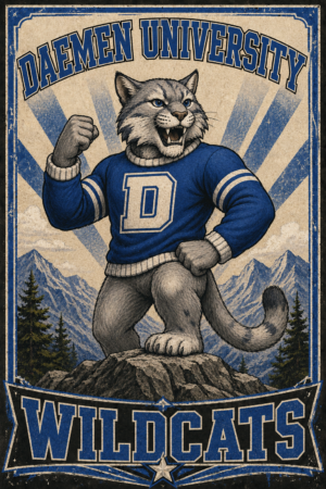 Daemen University Wildcats Cat Mascot Vintage-Style Wall Art