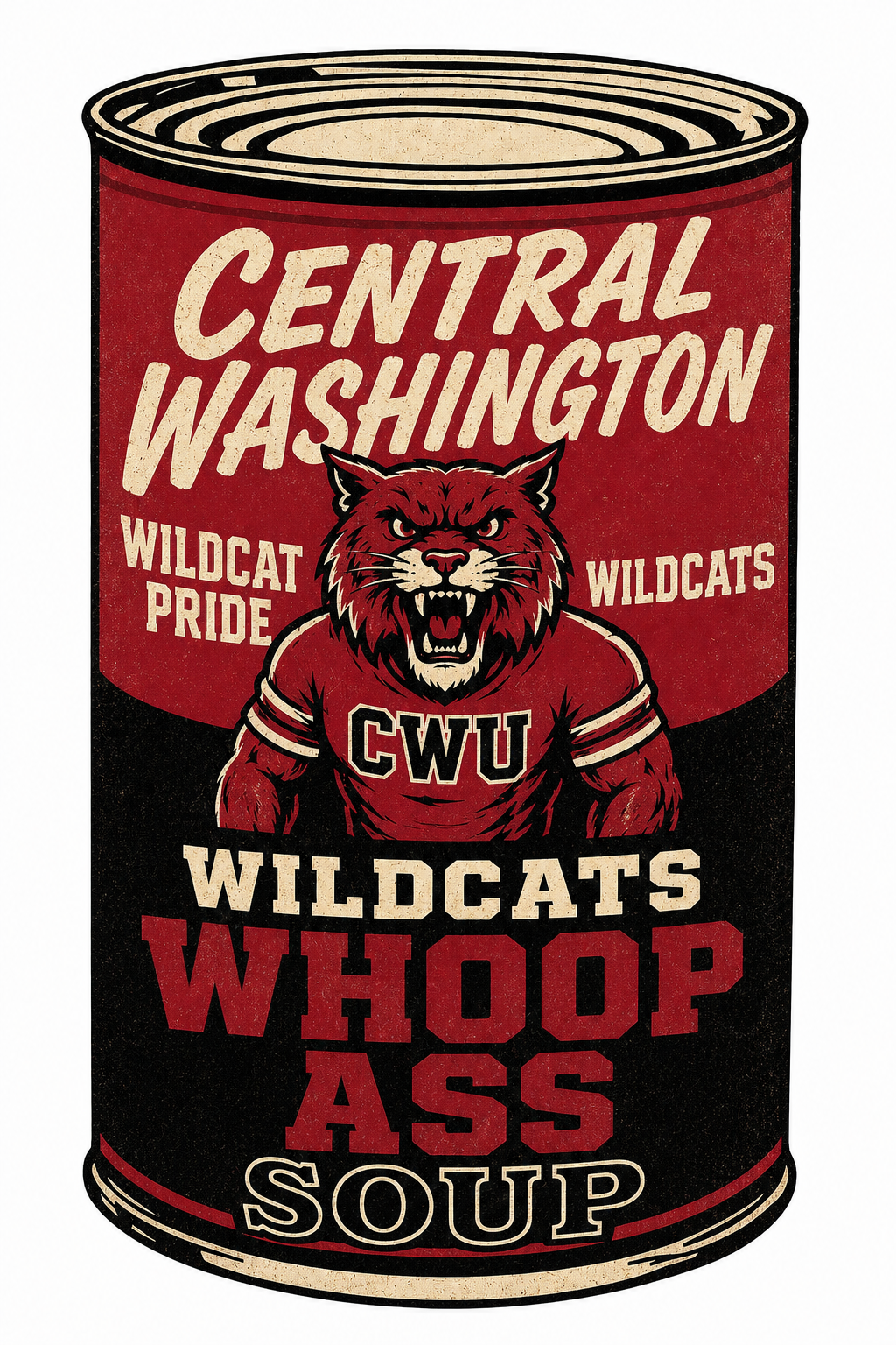 Central Washington Wildcats Whop Ass Soup Vintage-Style Wall Art