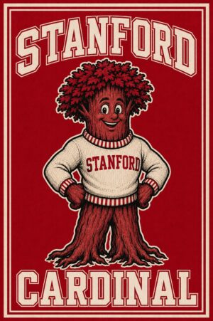 Stanford Cardinal Tree Mascot Vintage-Style Wall Art