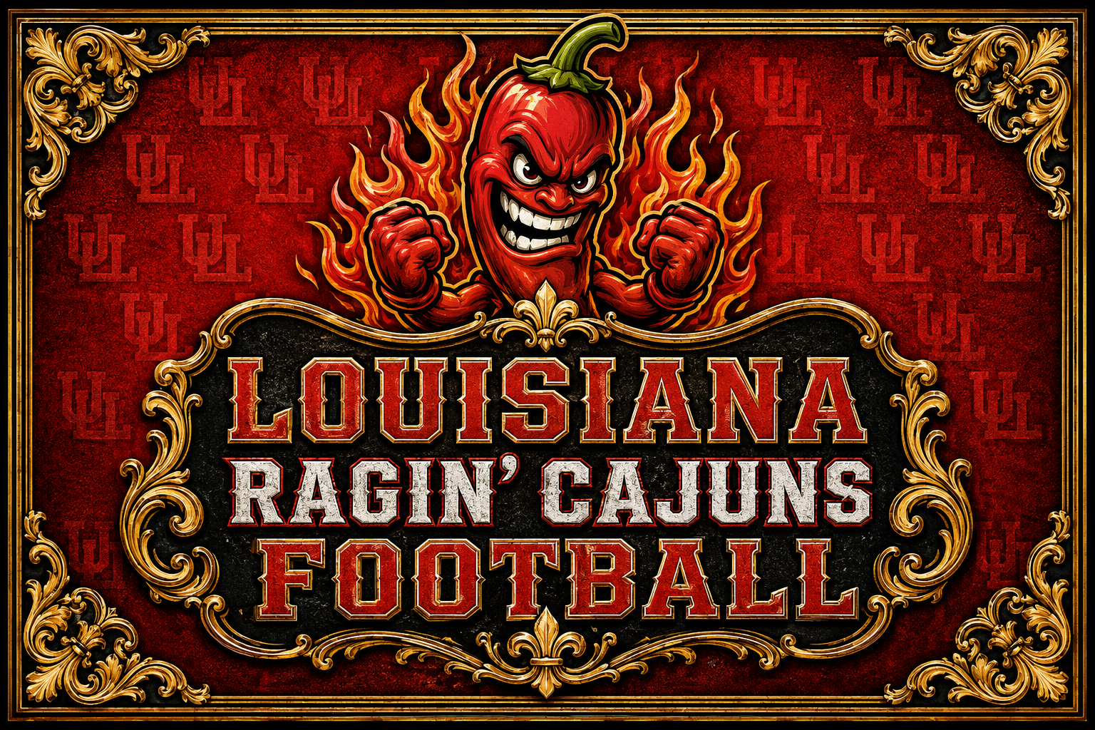 Louisiana Ragin’ Cajuns Football Pepper Wall Art