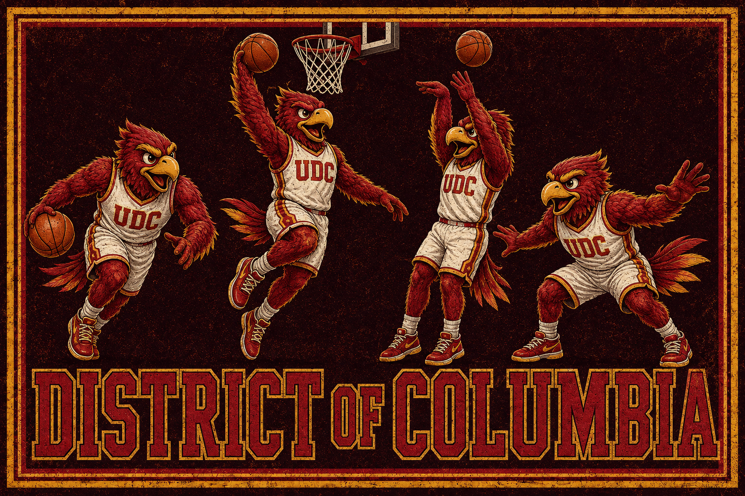 District of Columbia Eagle Basketball Graphic Wall Art