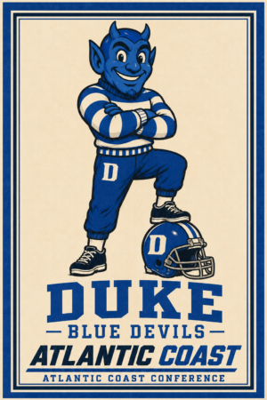 Duke Blue Devils Football Vintage-Style Poster Print