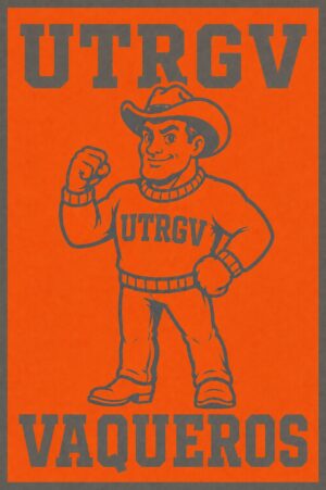 UTRGV Vaqueros Cowboy Mascot Orange Wall Art